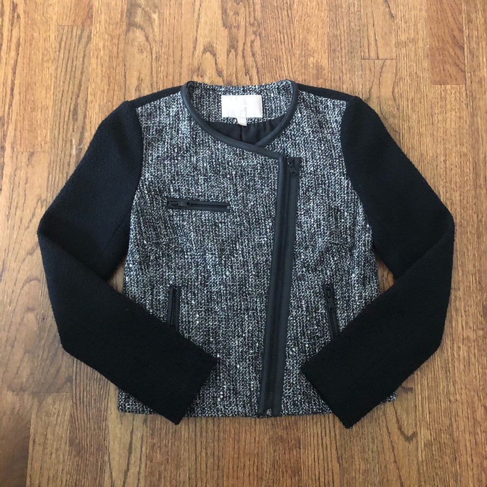 Banana Republic Tweed Sequin Moto Jacket